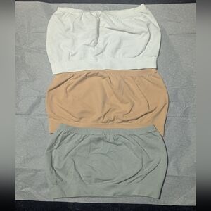 Women's Bandeau Top Set - White, Tan, Gray